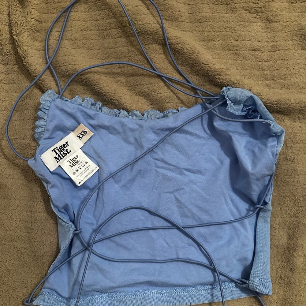 Open lace up back tiger mist top